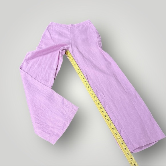 NA-KD Romee Strijd 100% Linen Straight Linen Trousers Lilac Pink Sz Small - Picture 11 of 16